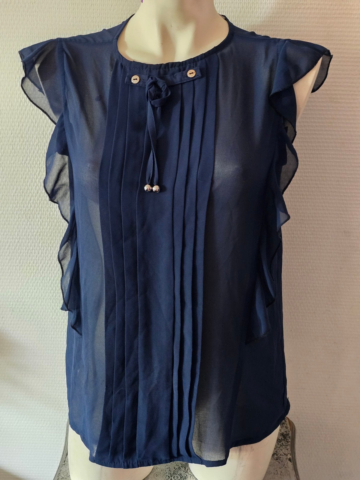 Rinascimento Donkerblauwe Top Maat L, Kleding | Dames, Blauw, Ophalen of Verzenden, Zonder mouw, Gedragen