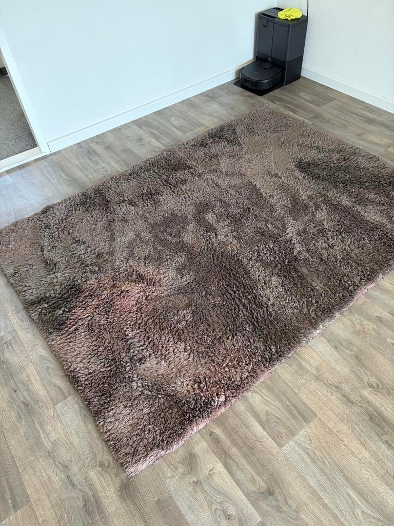Bruin vloerkleed hoogpolig - 1.60m x 2.20m, Gebruikt, Bruin, 150 tot 200 cm, 200 cm of meer