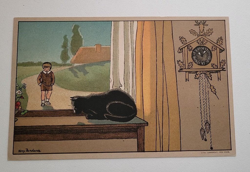 Bep Jordens poes voor het raam V16, Ophalen of Verzenden, Voor 1920, Ongelopen, Overige thema's