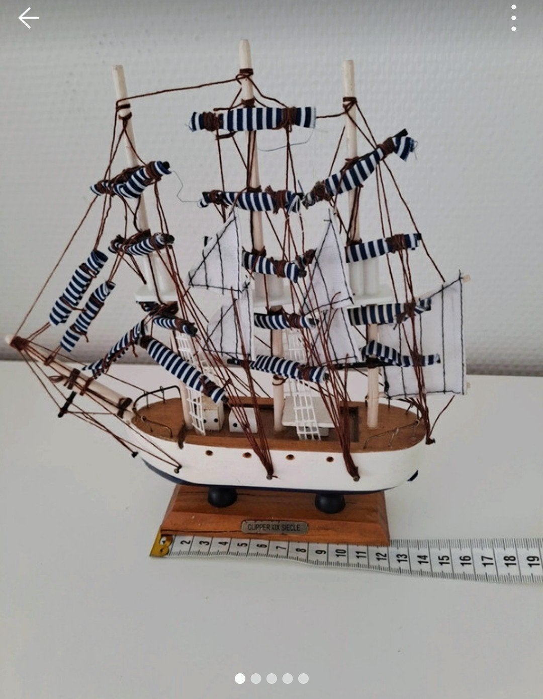 Modelboot hout/blauw wit, Ophalen of Verzenden