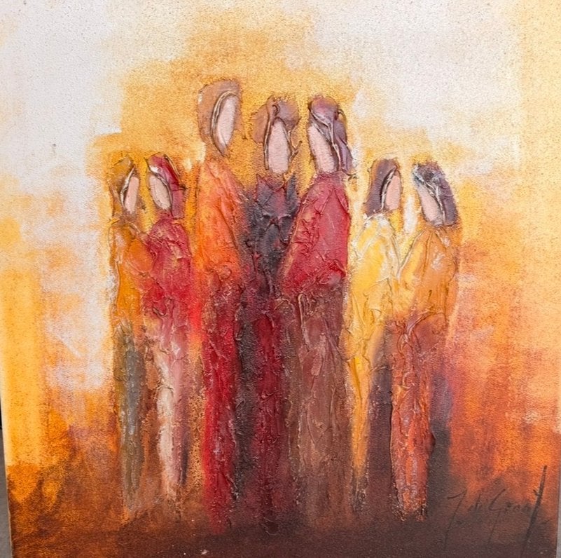 Schitterend olieverfschilderij met figuren - J. de Graaf, Ophalen, Figuren, Handgeschilderd, Olieverf