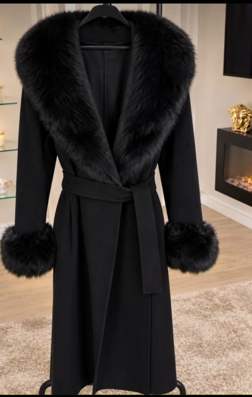 bondjas mantel met echte vossenbond, Kleding | Dames, Ophalen of Verzenden, Nieuw, Maat 36 (S), Zwart