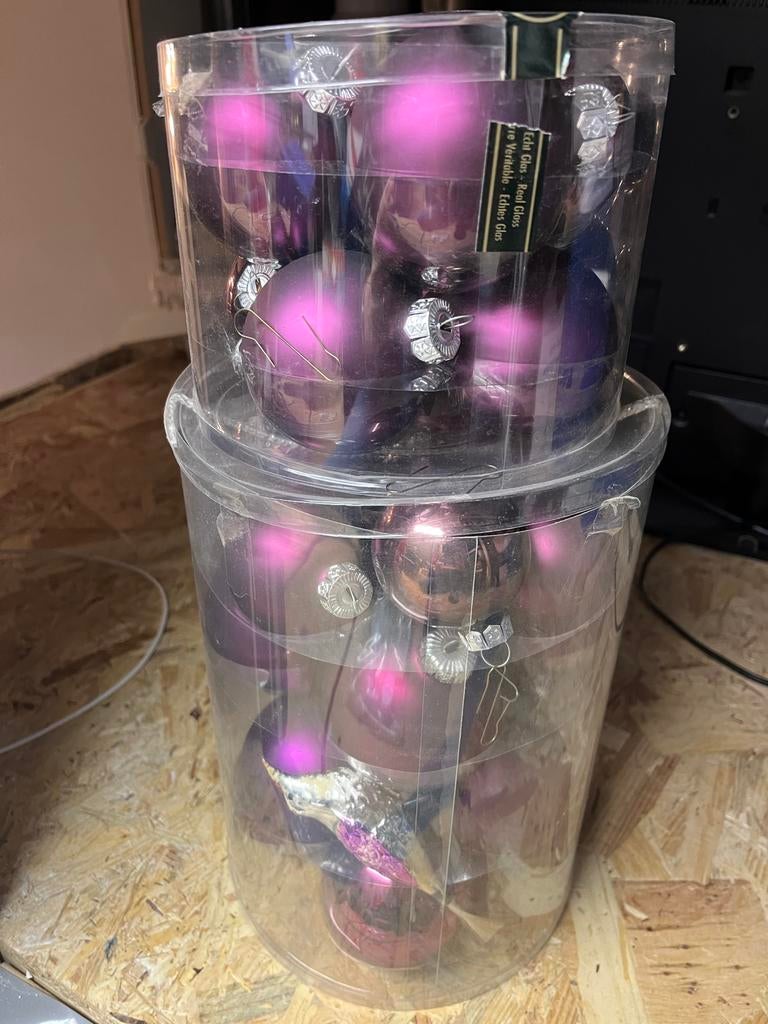 2 dozen paarse kerstballen, Diversen, Ophalen, Zo goed als nieuw