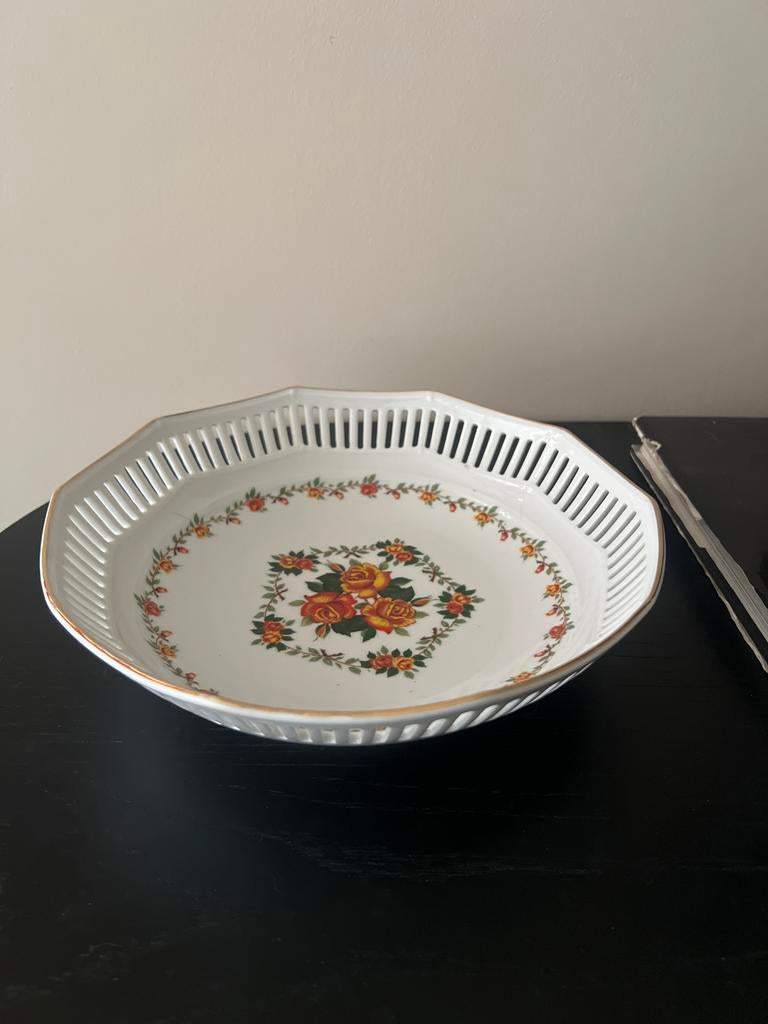 Vintage Schwarzenhammer Bavaria Fruitschaal met Bloemmotief, Antiek en Kunst, Ophalen of Verzenden