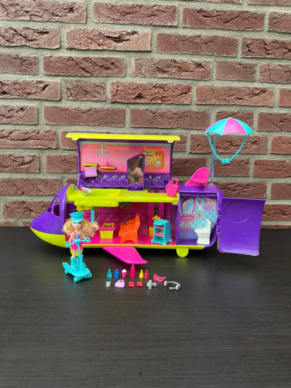 Polly Pocket Adventure Jet - W1771 - speelgoed set compleet, Ophalen of Verzenden, Zo goed als nieuw