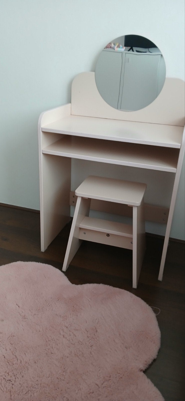 kinder make up tafel , kaptafel met krukje, Gebruikt, Ophalen of Verzenden, Minder dan 100 cm, Hout