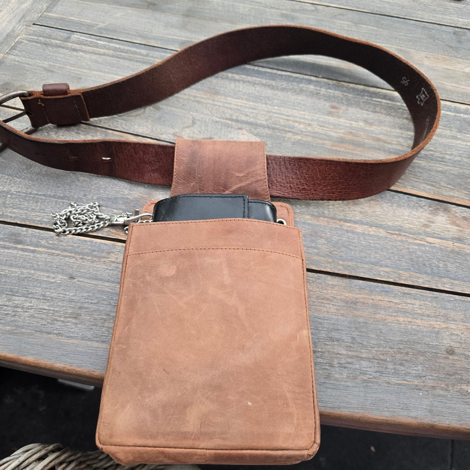 Horeca Holster met Ketting Portemonnee, Sieraden, Tassen en Uiterlijk, Gebruikt, Zwart, Leer, Ophalen