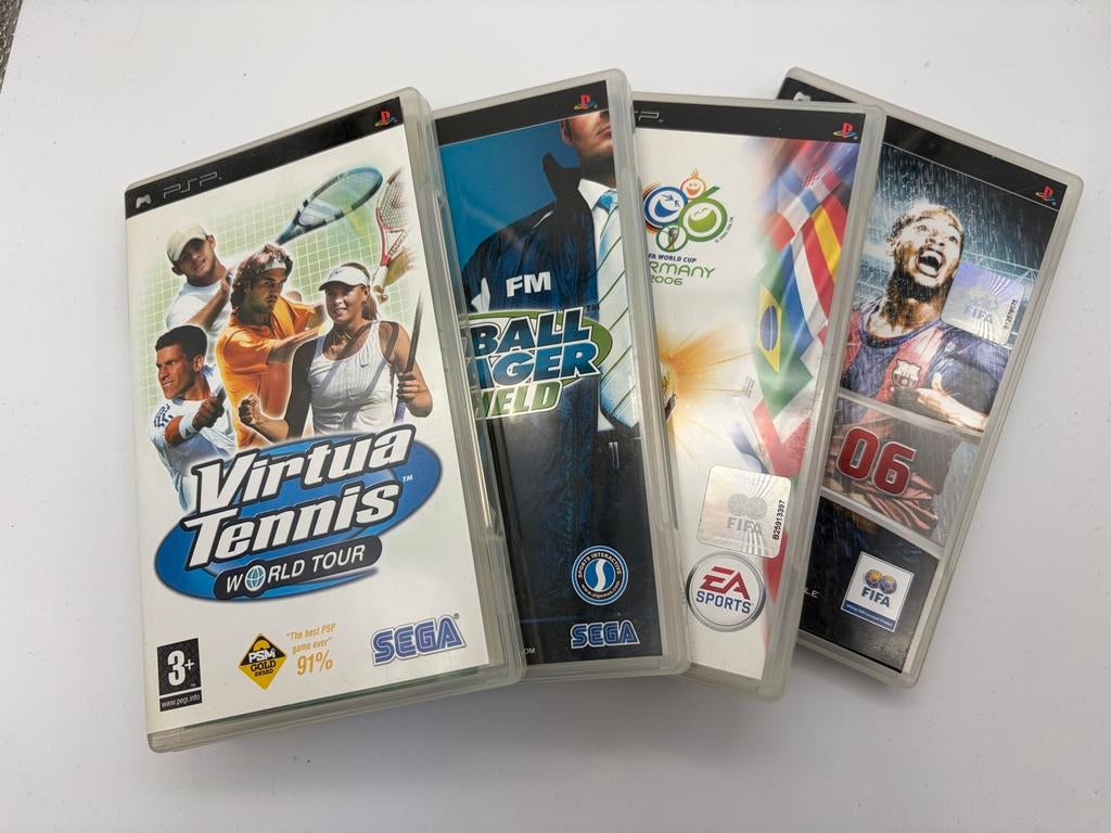 PSP sportgames: Virtua Tennis, Football Manager, FIFA, Spelcomputers en Games, Gebruikt, 1 speler, Ophalen of Verzenden, Vanaf 3 jaar