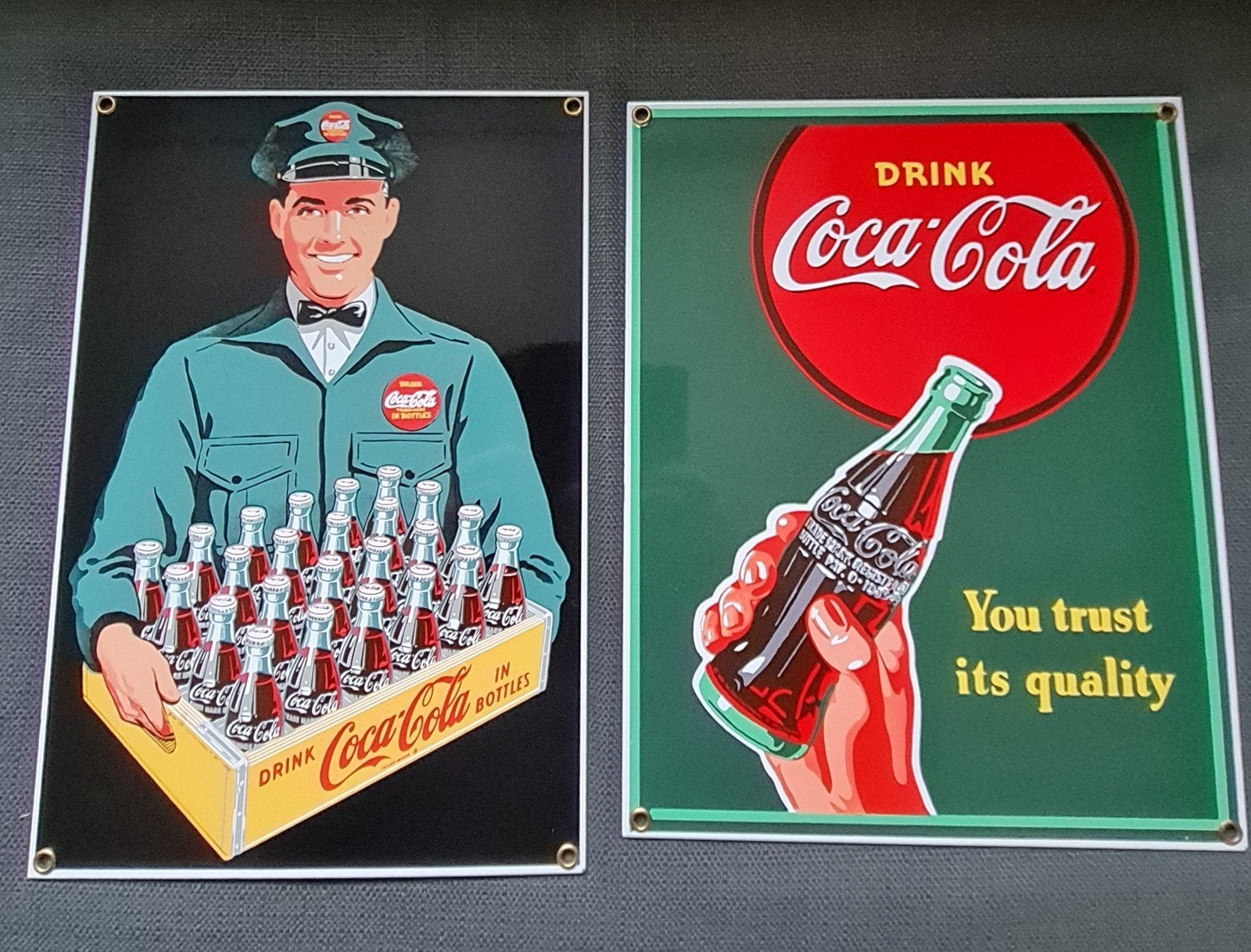 Coca cola emaille borden 2 stuks, Ophalen of Verzenden, Reclamebord