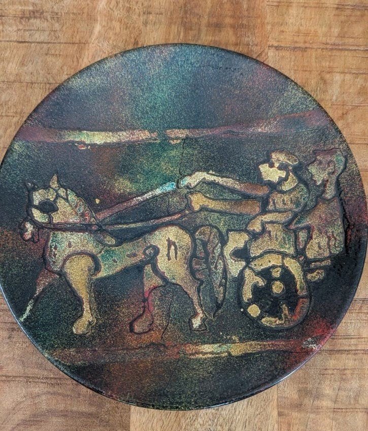 Prachtig vintage emaille wandbord, Dekor Zagreb – Brutalisme, Ophalen of Verzenden