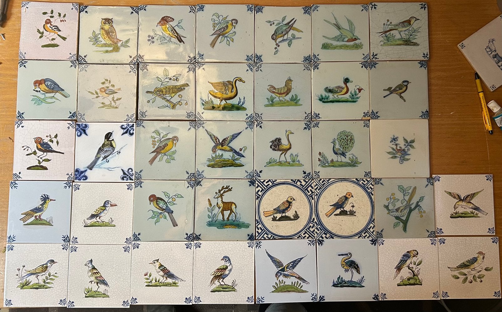 Prachtige serie authentieke vogel afbeeldingen op tegeltjes, Antiek en Kunst, Ophalen of Verzenden
