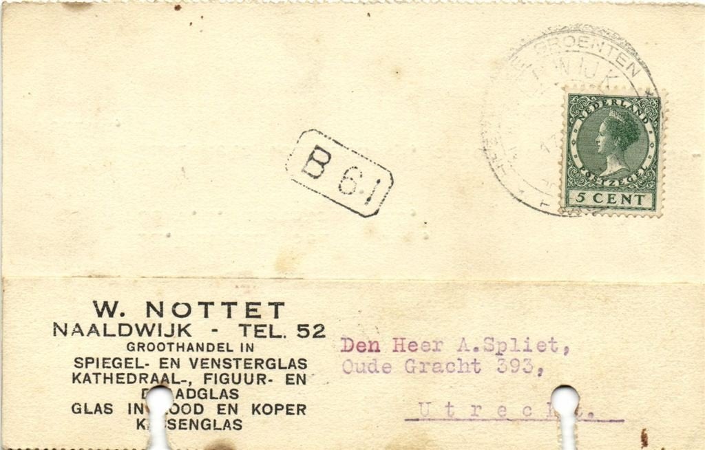 W. Nottet, Naaldwijk - 06.1927 - briefkaart, Ophalen of Verzenden, Briefkaart