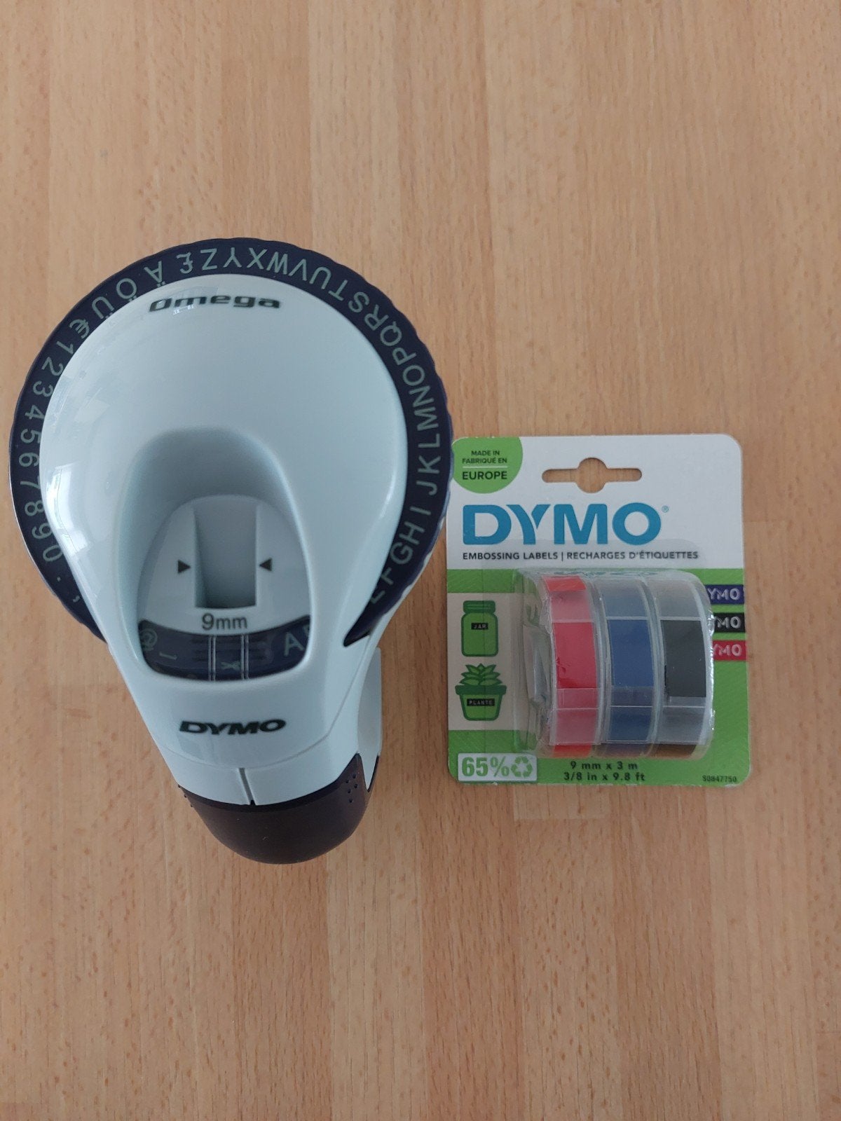 Dymo Omega lettertang, incl 3 tapes, Ophalen, Zo goed als nieuw