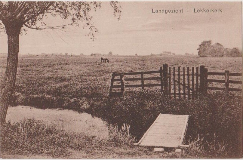 Lekkerkerk (ZH) Landgezicht ca. 1915 ., Verzamelen, Ansichtkaarten | Nederland, Ophalen, Voor 1920, Ongelopen, Zuid-Holland