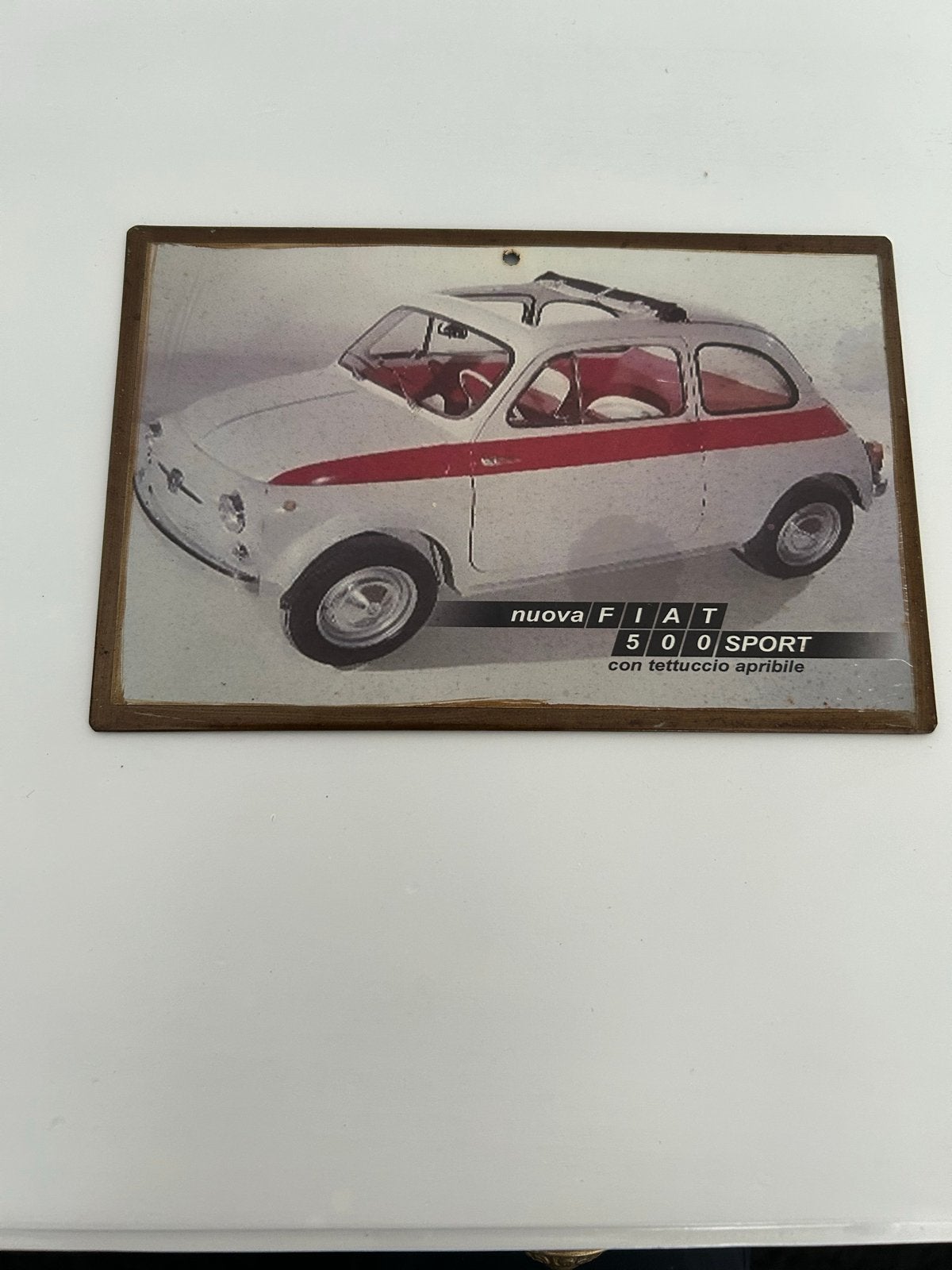 Vintage Fiat 500 Sport Reclamebord - Nuova Fiat 500, Ophalen of Verzenden, Gebruikt, Auto's