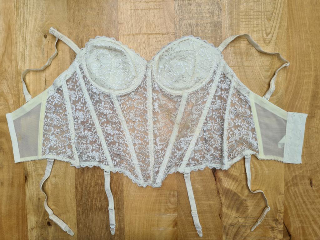 Vintage Wit Kanten Lingerie Setje - BH en Slip, Onbekend, Ophalen of Verzenden, Wit, Setje