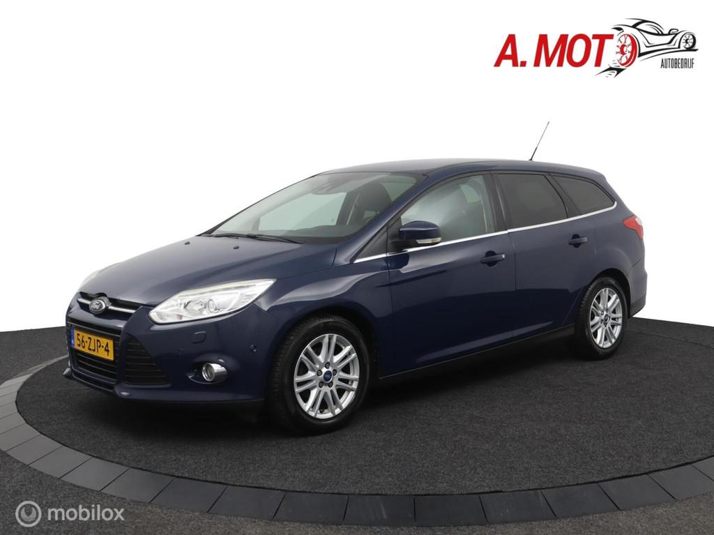 Ford Focus Wagon 1.0 EcoBoost Titanium, Auto's, Euro 5, Gebruikt, Zwart, Blauw