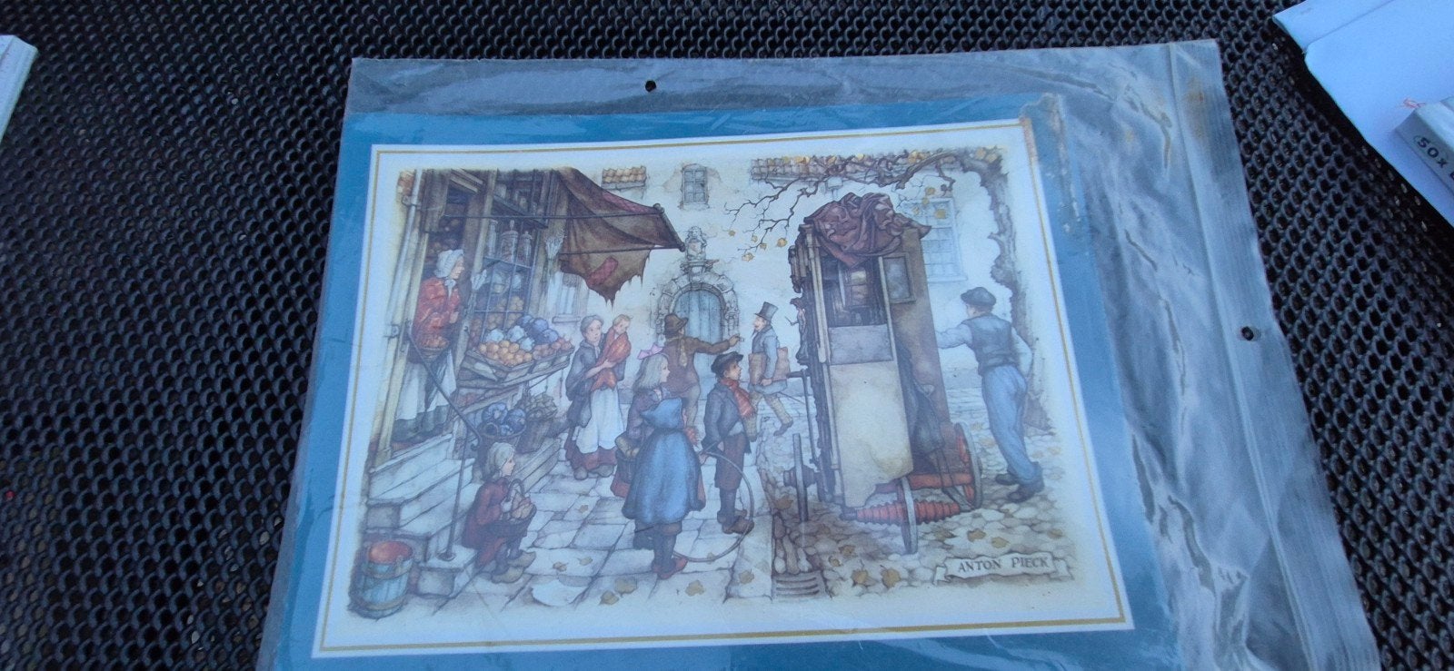 Antoon Pieck print - Stadsgezicht met figuren, Ophalen of Verzenden, Klassiek, Print, Origineel werk
