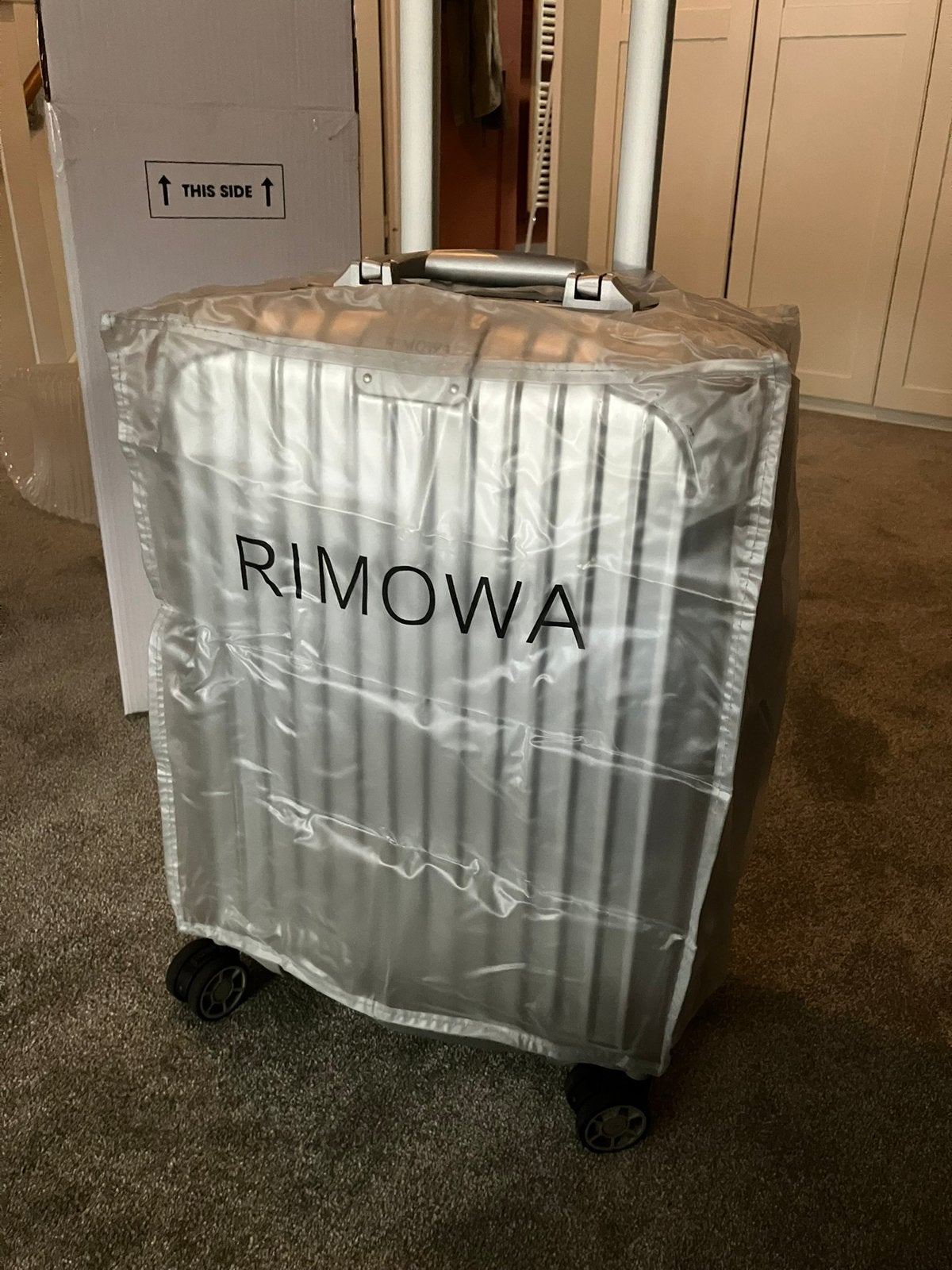 Originele transparante beschermhoes Rimowa Cabin small nieuw, 50 tot 60 cm, Ophalen of Verzenden, Zo goed als nieuw, Zacht kunststof