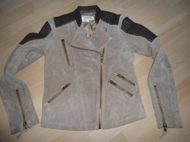 Mango; Opvallend leuk echt leren (biker) jack; maat S, Mango, Bruin, Ophalen of Verzenden, Zo goed als nieuw