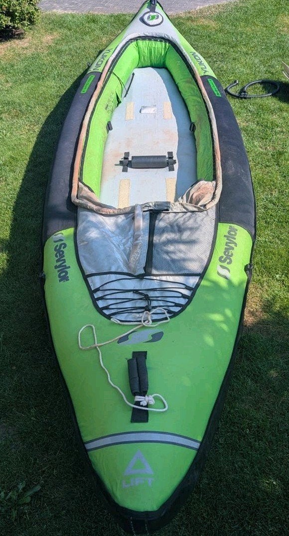 Sevylor Yukon KCC380 opblaasbare kajak met accessoires, Ophalen, Opblaasbaar, Gebruikt, 2-persoons