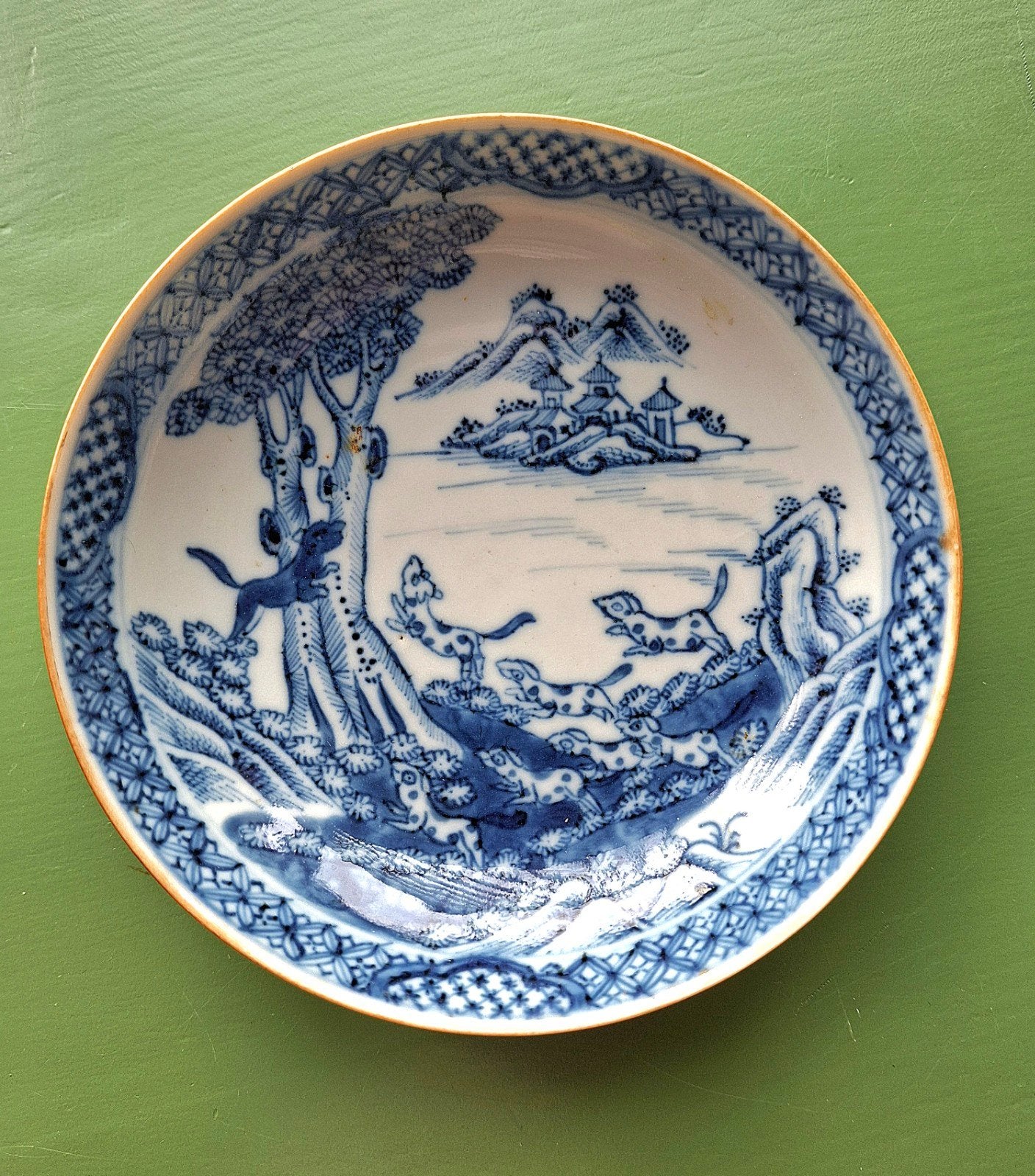Chinees schaaltje, honden jachttafereel, Ophalen of Verzenden