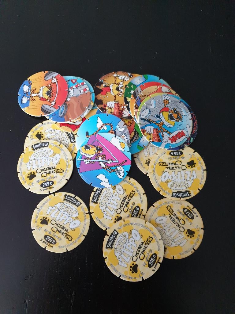 25 stuks Flippo's - Chester Flippo - Serie 241a - 250c (L), Ophalen of Verzenden, Chester Cheetos, Losse flippo's