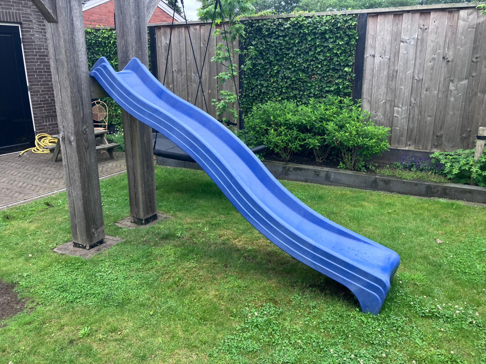 Glijbaan blauw polyester, Ophalen, Gebruikt, Glijbaan, Aanbouwonderdeel