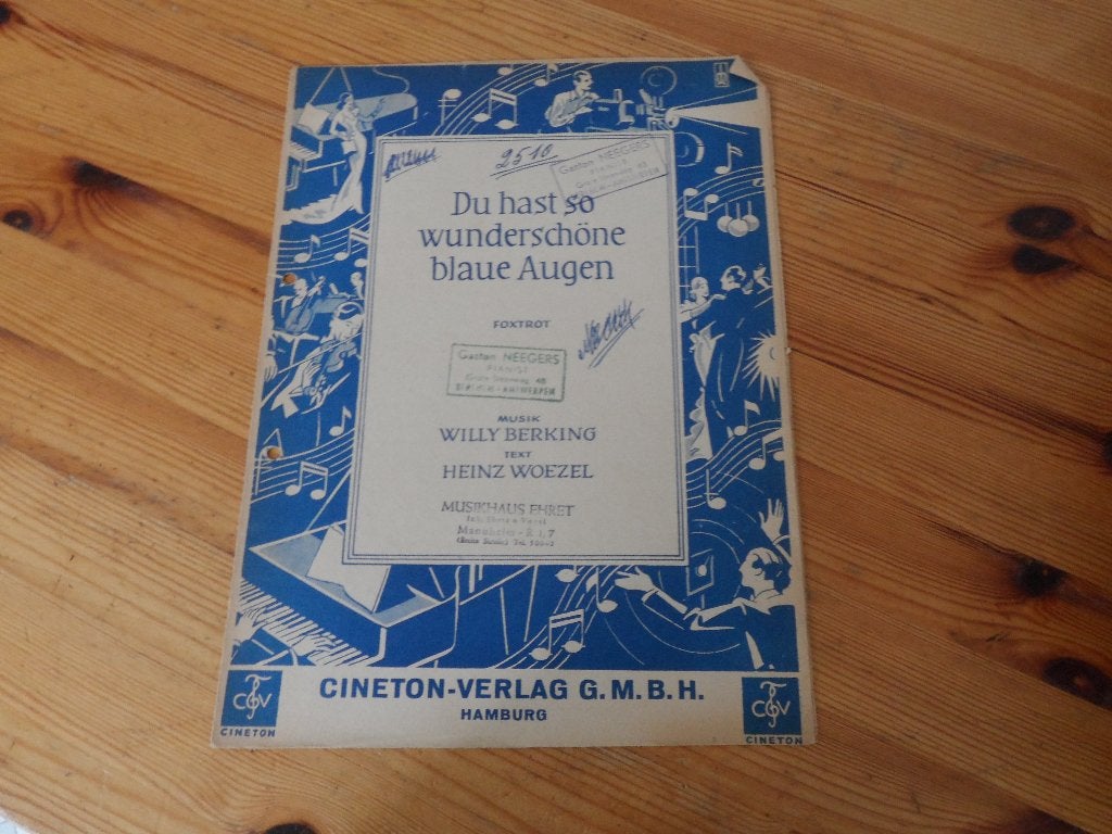Du hast so wunderschone blaue augen - berking / woezel, Gebruikt, Gitaar, Ophalen of Verzenden, Artiest of Componist