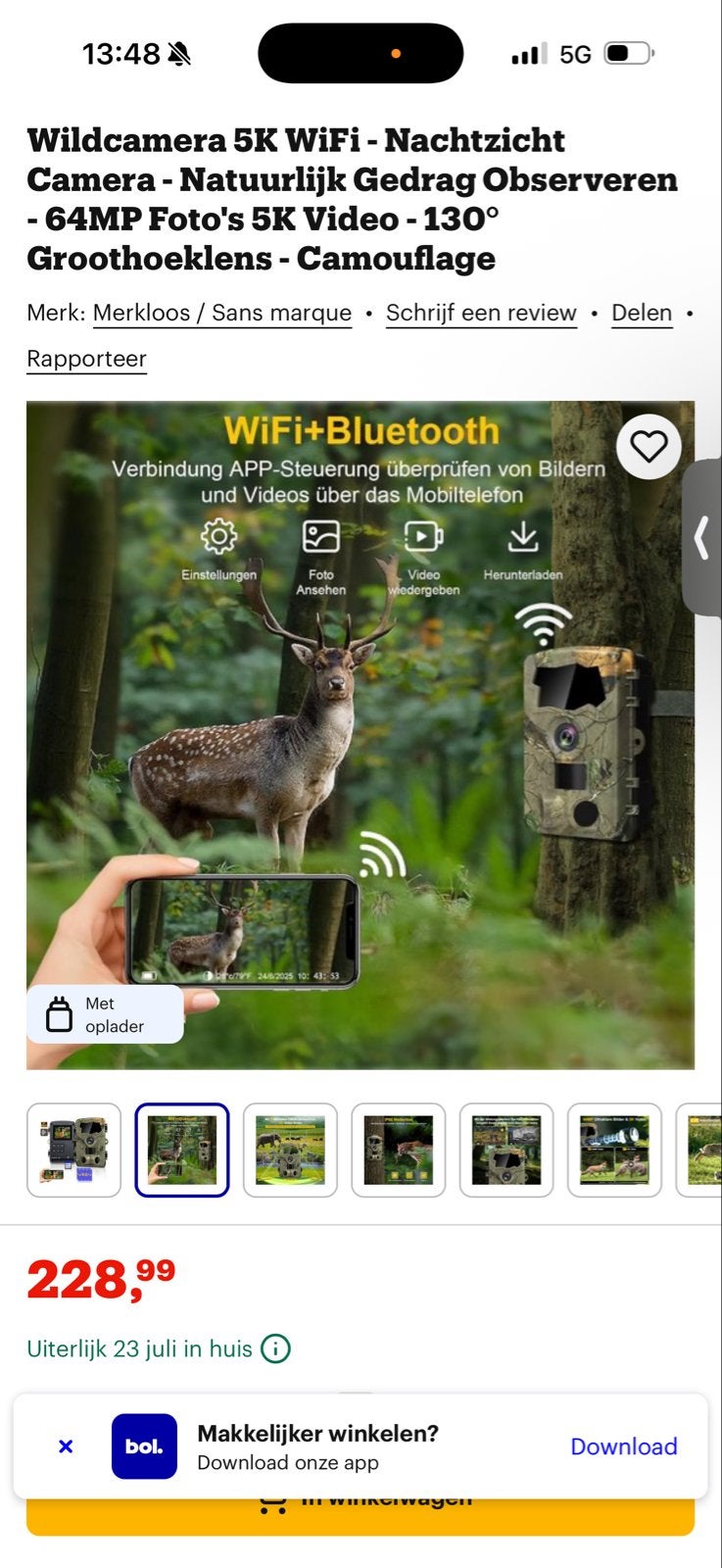 Foto 5 van Wildcamera 5K WiFi Nachtzicht 64MP Groothoeklens nieuw