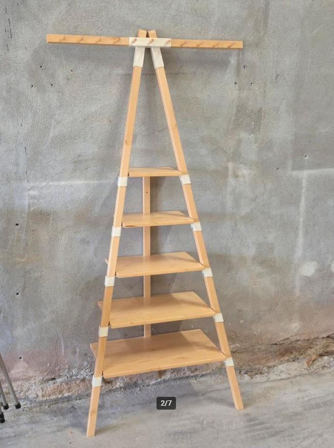 Ikea ps 2014 Ladderrek rek wandrek hout kapstok haken, Ophalen, Zo goed als nieuw