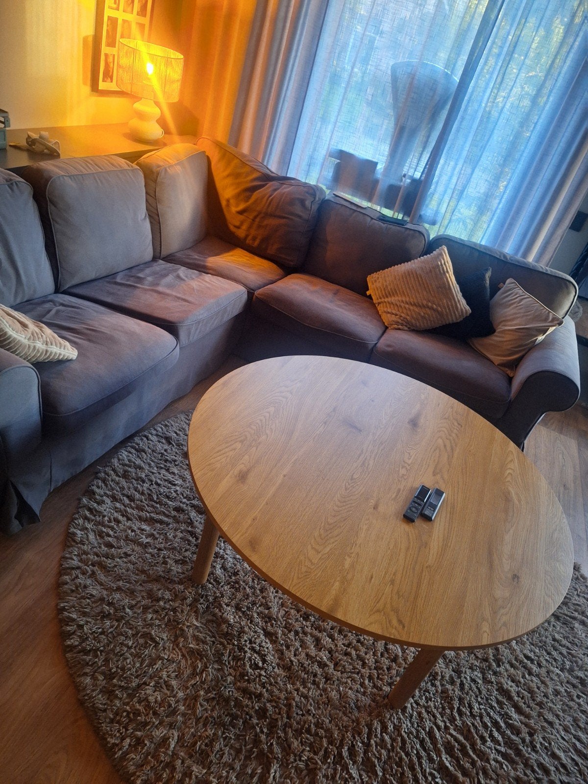 IKEA Ektorp Hoekbank 4-persoons, Huis en Inrichting, Ophalen, Gebruikt, Hoekbank, Stof