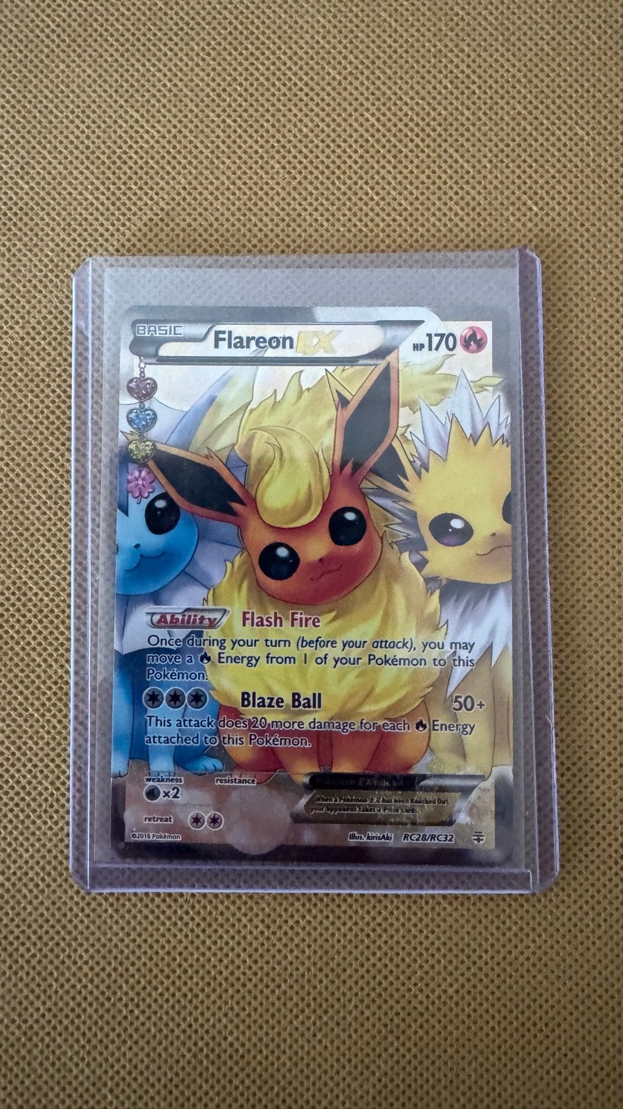 Pokémon Flareon EX RC28/RC32, Ophalen of Verzenden, Zo goed als nieuw, Losse kaart