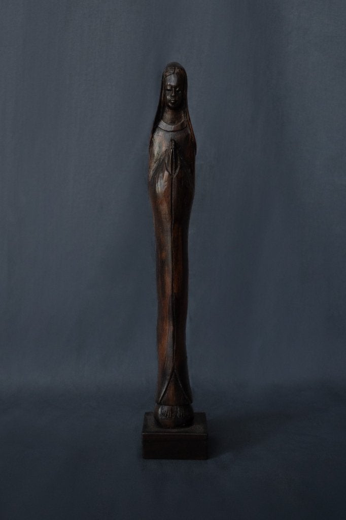 Afrikaans handgesneden houten Mariabeeld, Antiek en Kunst, Ophalen of Verzenden, 20 - 50 cm, Beeld, Hout