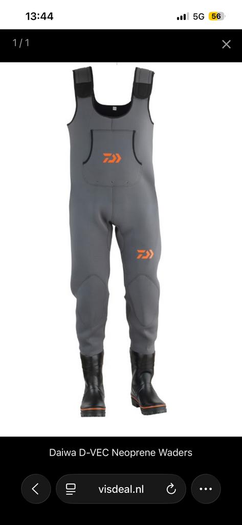 Waadpak Daiwa maat xl, Watersport en Boten, Ophalen of Verzenden, Zo goed als nieuw, Overige typen