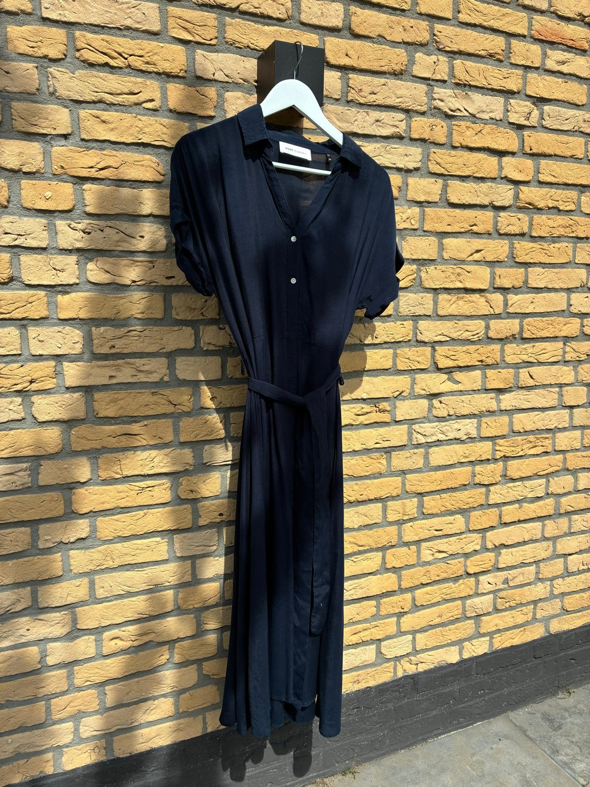 Pom Amsterdam donkerblauwe lange jurk maat 38, Kleding | Dames, Jurken, Maat 38/40 (M), Blauw, Ophalen of Verzenden, Gedragen