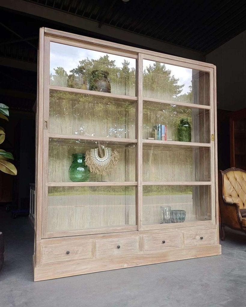 Grote demontabele Museumkast | Vitrinekast schuifdeuren #239, Glas, Met deur(en), -, 200 cm of meer