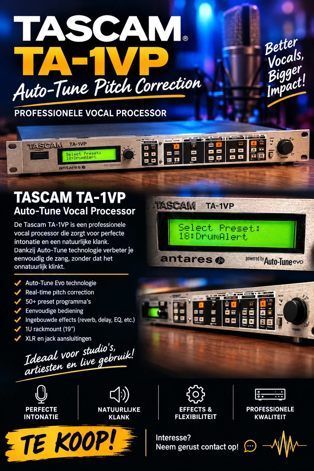 Tascam TA-1VP Auto-Tune Vocal Processor, Ophalen of Verzenden, Gebruikt, Multi-effect