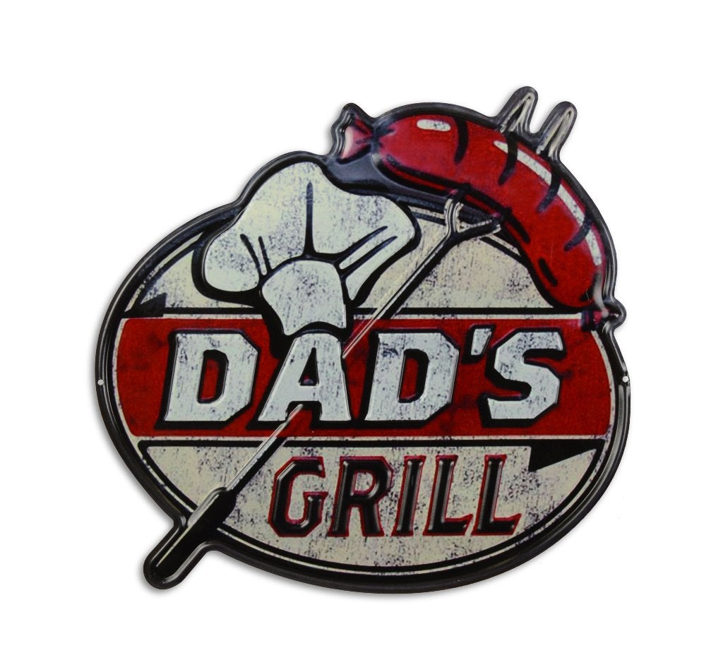 Dad's Grill bbq reclamebord van metaal wandbord decoratie, Info@deconoord.nl, Deco Noord, Nieuw, Ophalen of Verzenden