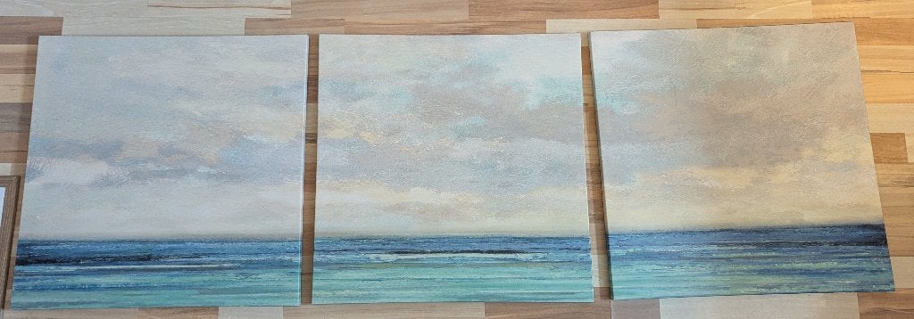 3 schilderijen 3x 56x56cm Ikea Pjätteryd, Ophalen, Maritiem / water, Doek