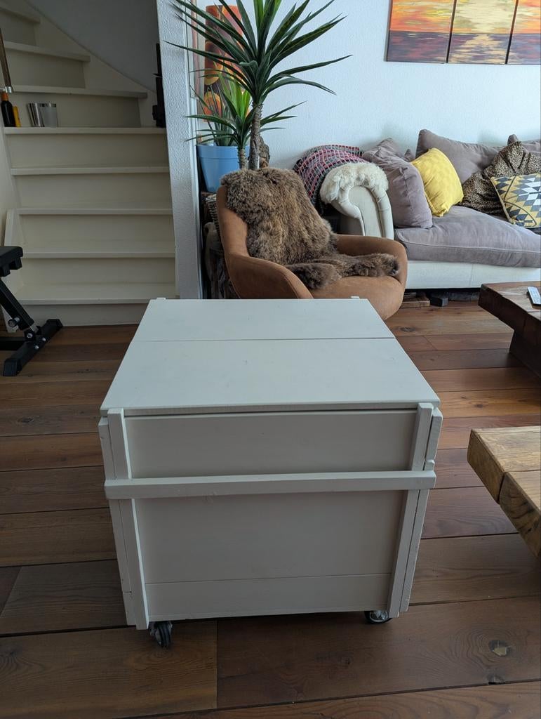 Houten opbergkist op wieltjes, Huis en Inrichting, Woonaccessoires | Kisten, Gebruikt, 50 tot 100 cm, 50 tot 75 cm, Ophalen of Verzenden