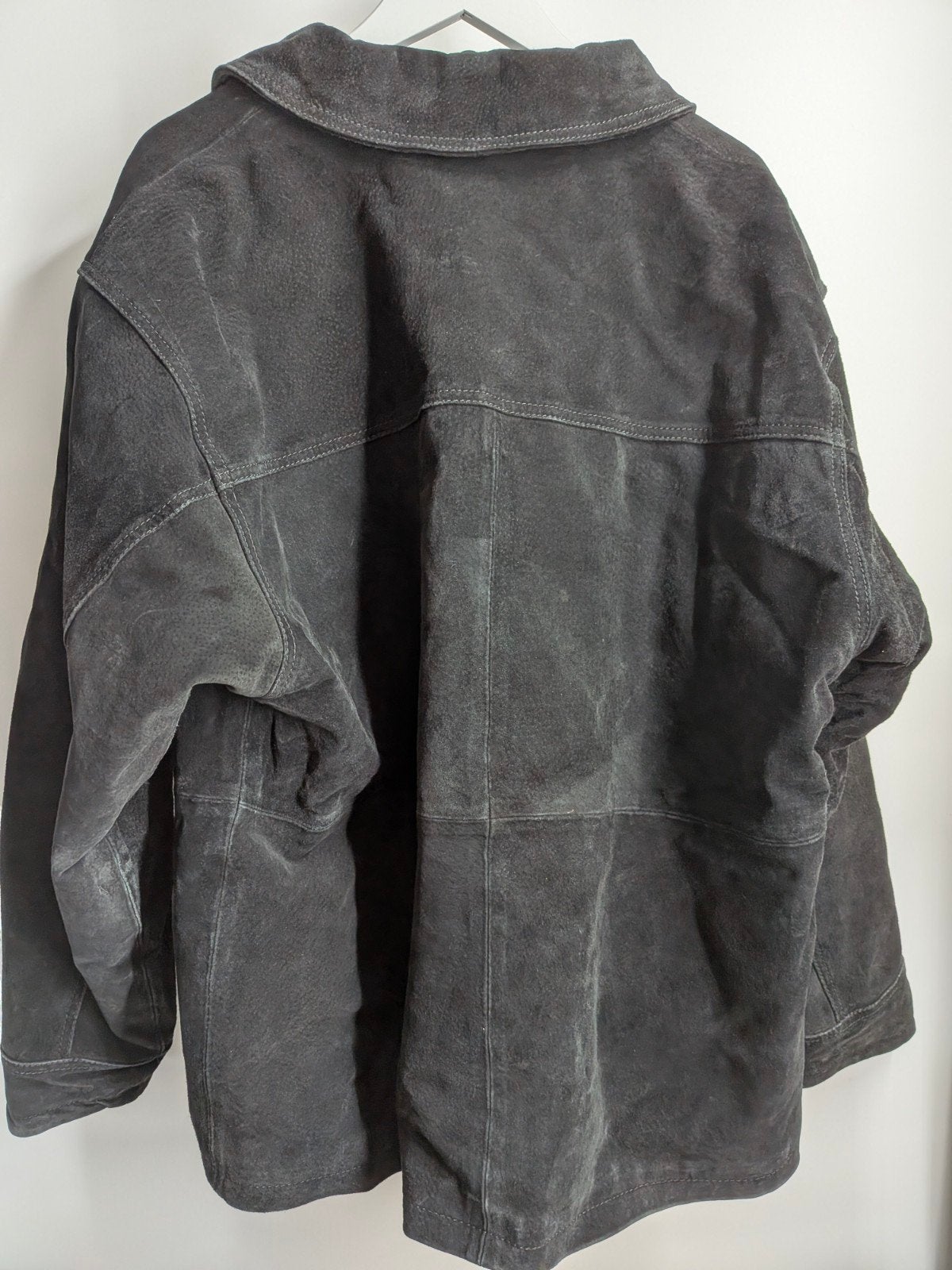 Vintage Heren Suède Leren Jas Zwart Maat 52/54 XXL, Leather, Maat 52/54 (L), Zwart, Leather