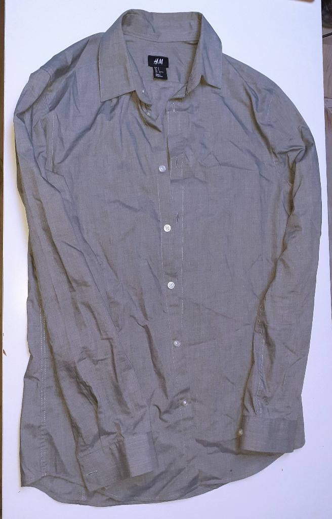 Hemd Heren grijs Easy Iron H&M S, Ophalen of Verzenden, Nieuw, Grijs, Halswijdte 38 (S) of kleiner