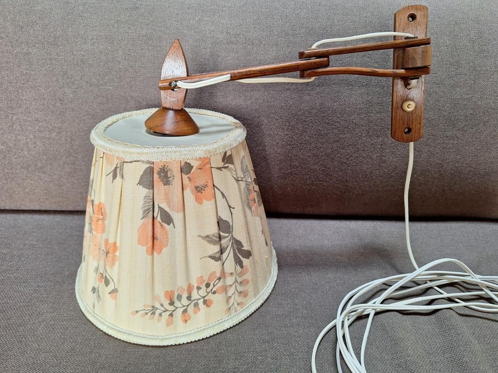 Vintage wandlamp met uitschuifbare arm en bloemenkap, Ophalen
