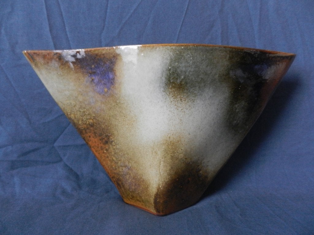 Fraaie bruine en beige vaas H. Zaalberg hxb 19,5 x 33,8 cm., Ophalen of Verzenden