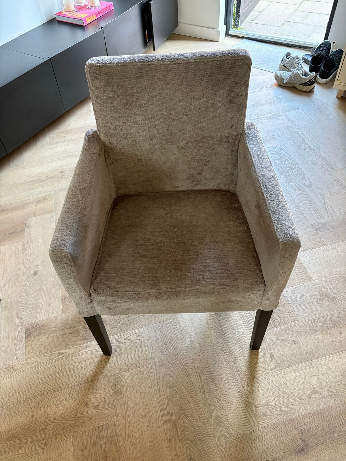 Eetkamerstoel beige/taupe 4x, Ophalen, Gebruikt, Overige kleuren, Eén