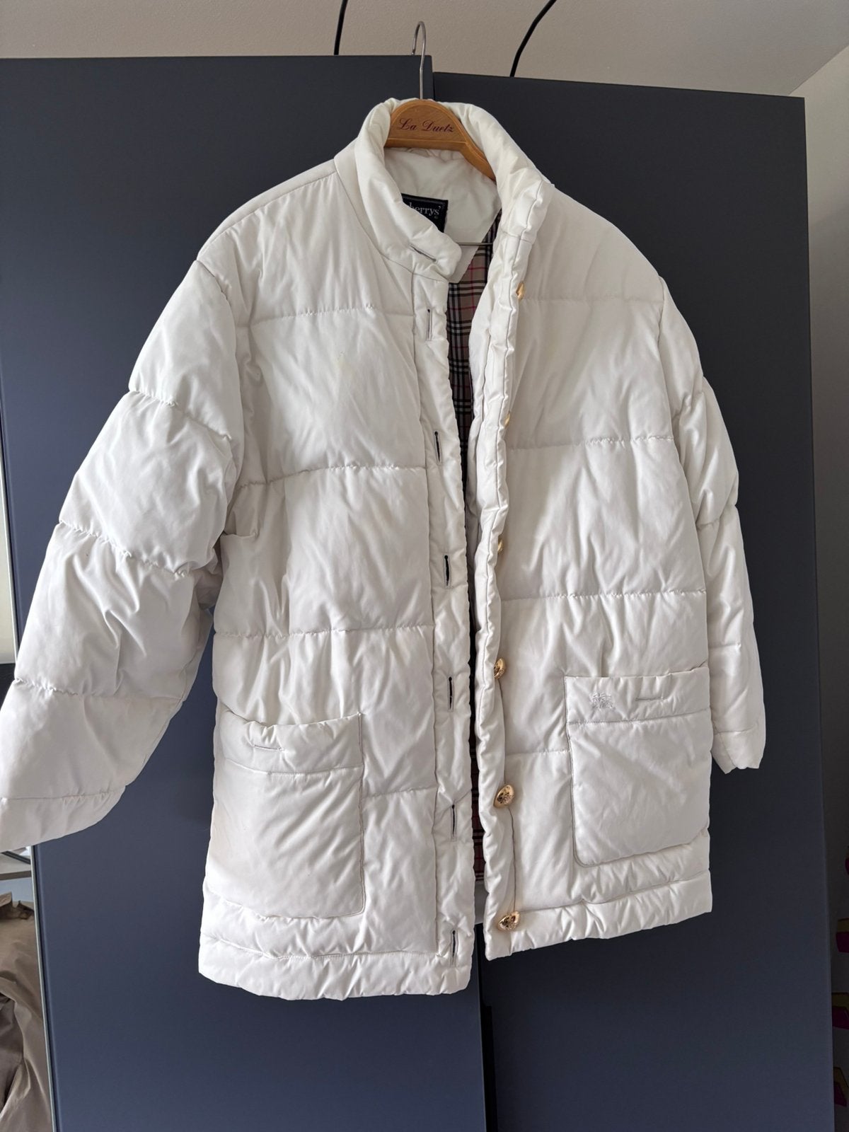 BURBERRY WIT/CREME WINTERJAS/ JACK DONS MT44, Kleding | Dames, Ophalen of Verzenden, Gedragen, Maat 42/44 (L), Wit
