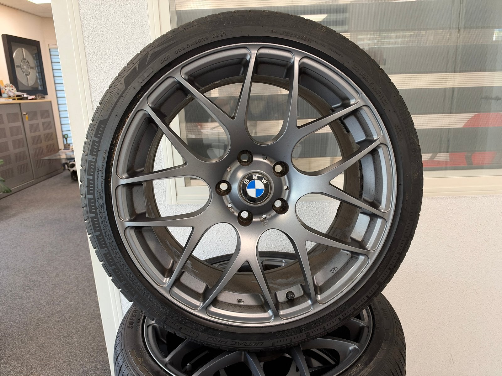 Dikke 18” CSL GunMetal Breedset met nette banden E46 E90 E87, Auto-onderdelen, 18 inch, Gebruikt, Banden en Velgen, Ophalen of Verzenden