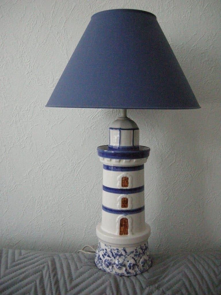 Keramieklamp vuurtoren - zgan, Ophalen, Zo goed als nieuw, 50 tot 75 cm