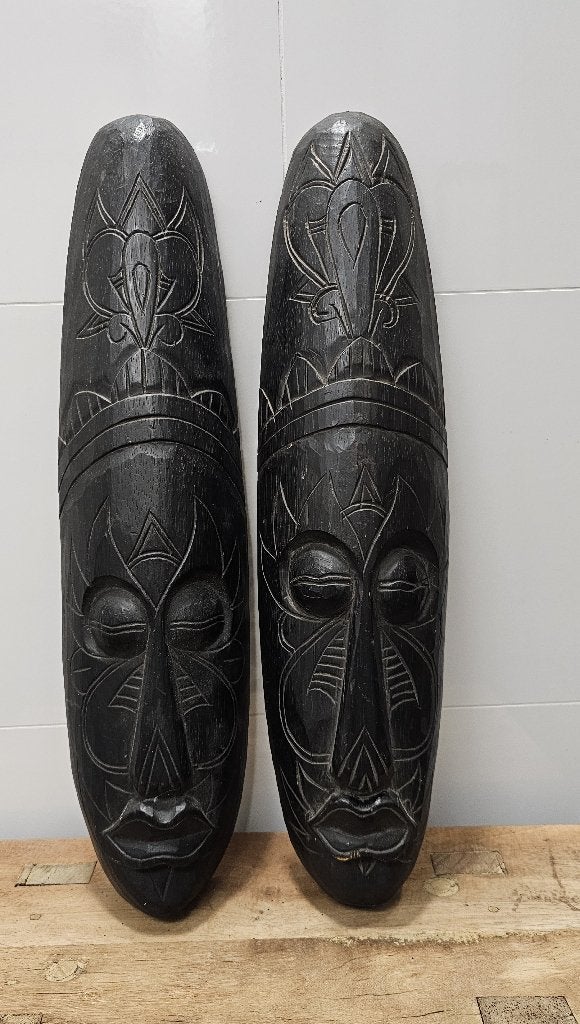 2 LEUKE HOUTEN MASKERS, Handgemaakt, Hout, Overige stijlen, Afrika